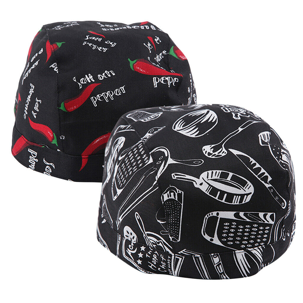 2PCS Chef Tie Back   Chef Headwrap Hat Bandana Hat for Coffee Shop
