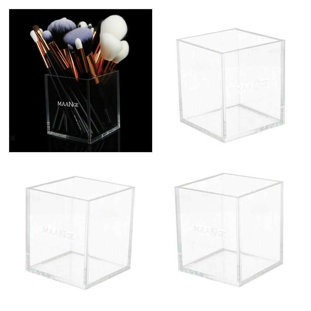 3 Pcs Acrylic Cosmetic Organiser Brush Holder Pencil Makeup Storage Case Box