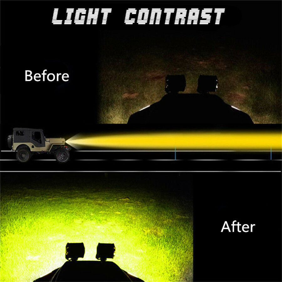 2x 5 Inch Yellow LED Car Work Light Bar Flood Beam Boat Driving Offroad ATV Lamp