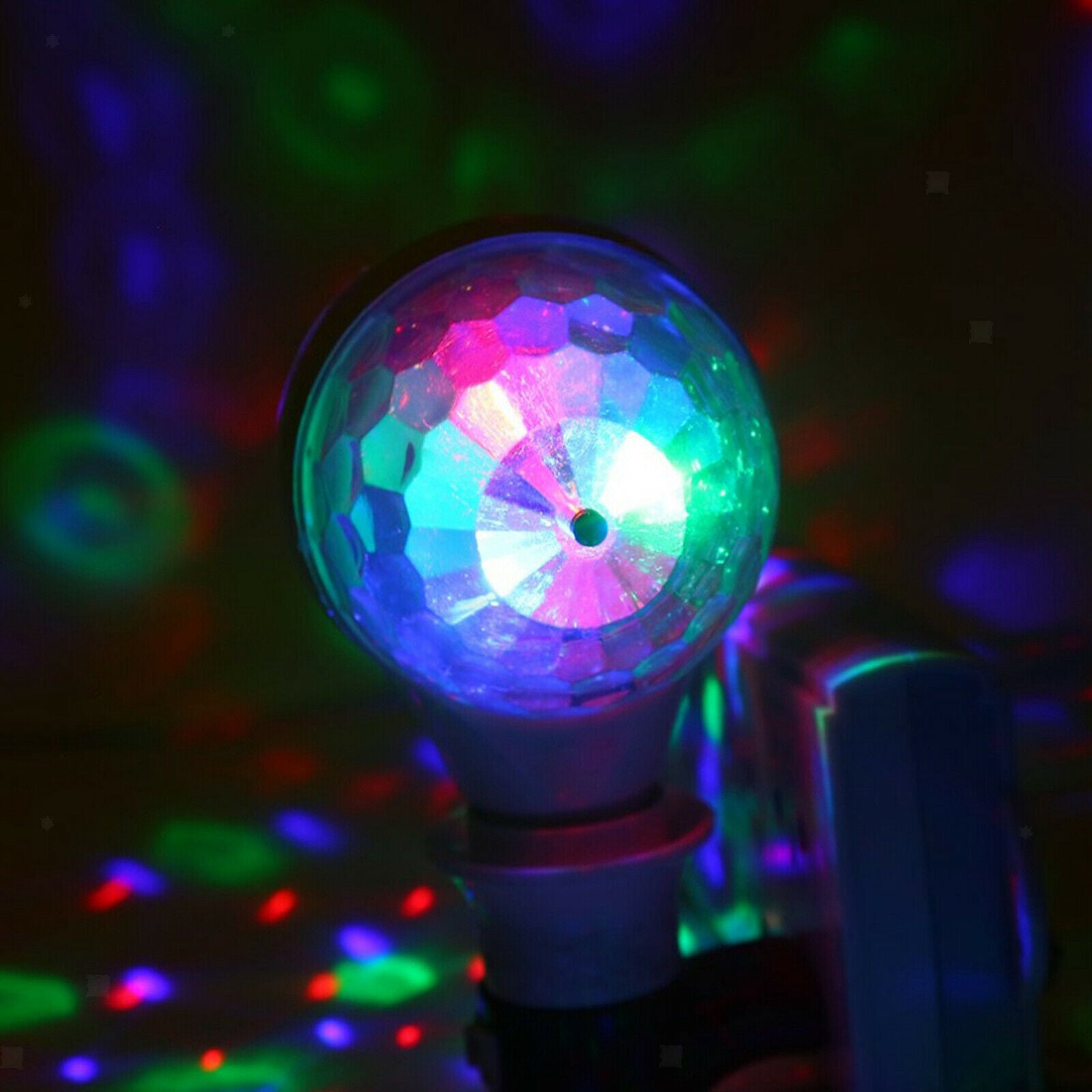 Disco E27 Light Crystal Ball Bulb 2-Head Rotating Party Effects Lighting