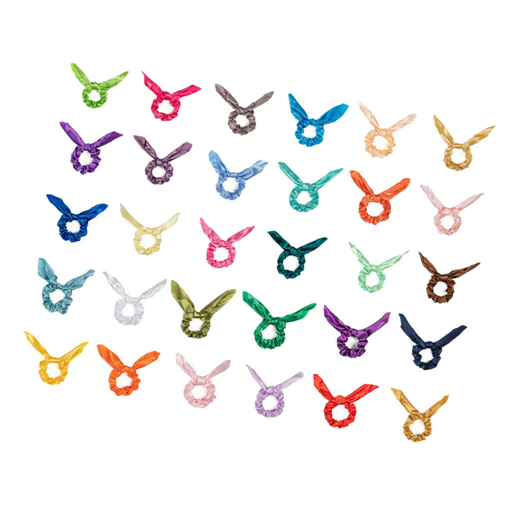 30Lot Ribbon Hair Scrunchies Colorful Stretchy Hair Rope Tie Ponytail Holder