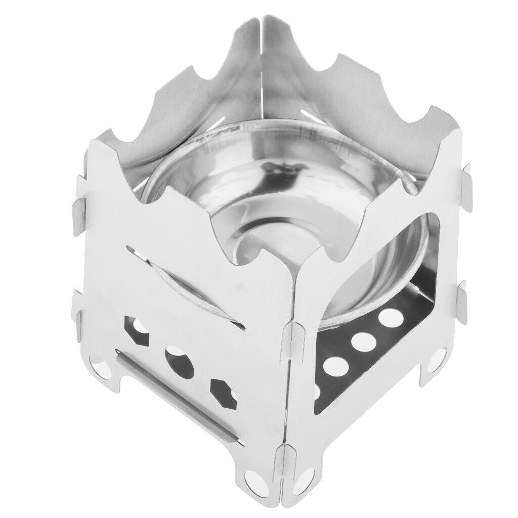 Mini Portable Camping Stove Stainless Steel Folding Wood