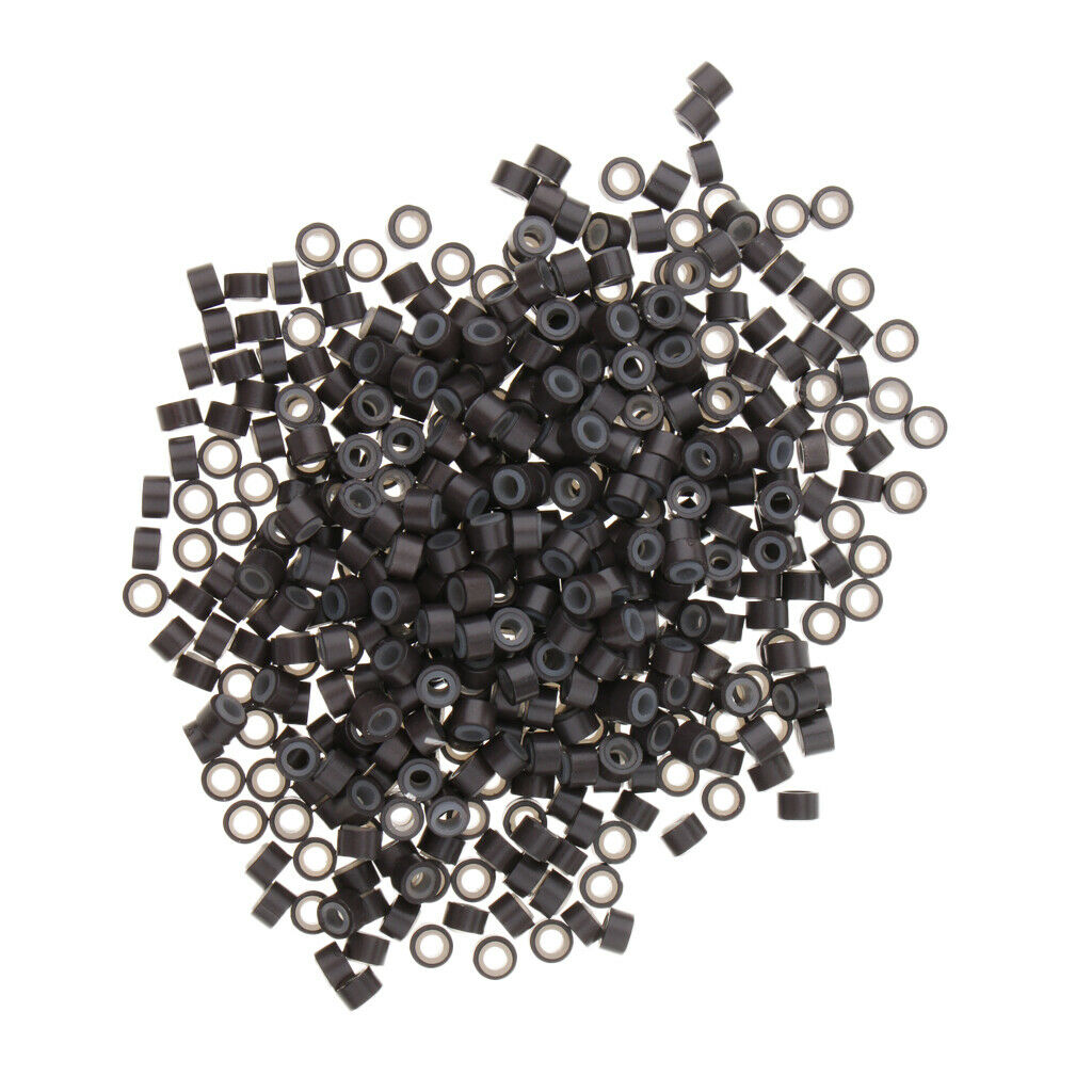 1000 Pieces Silicone Micro Hair Extension Rings Loop Beads Set Black Bulk
