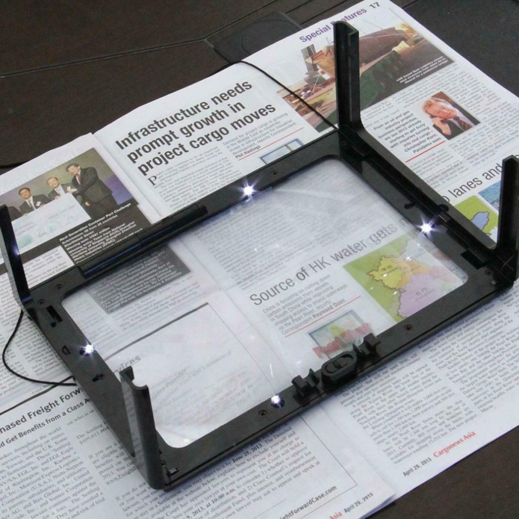 3x Reading Magnifier Foldable Magnifier W LED Light Desktop Book