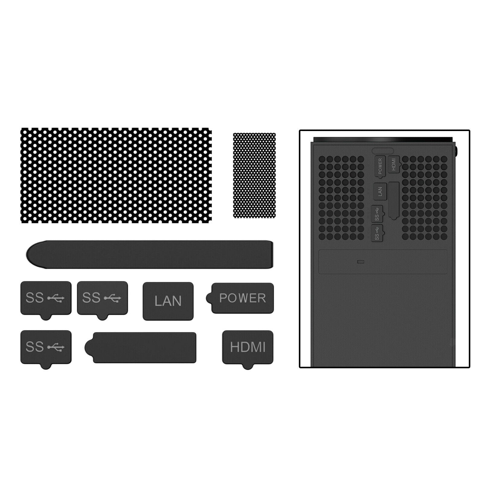 Anti-Dust Kit For Xbox Series X Silicone Cover For USB Plugs Vent Nets