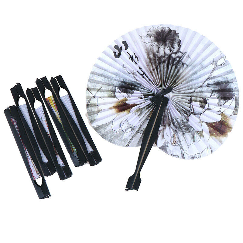 1X Chinese Paper Folding Hand Fan Oriental Floral Peacock Party Wedding G.l8
