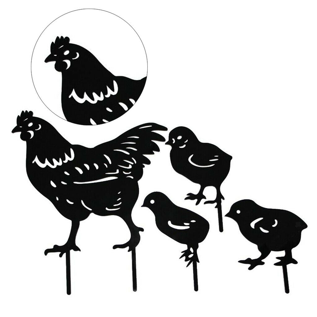 Garden Stakes Acrylic Chickens Family Silhouette Yard Garden Decoration