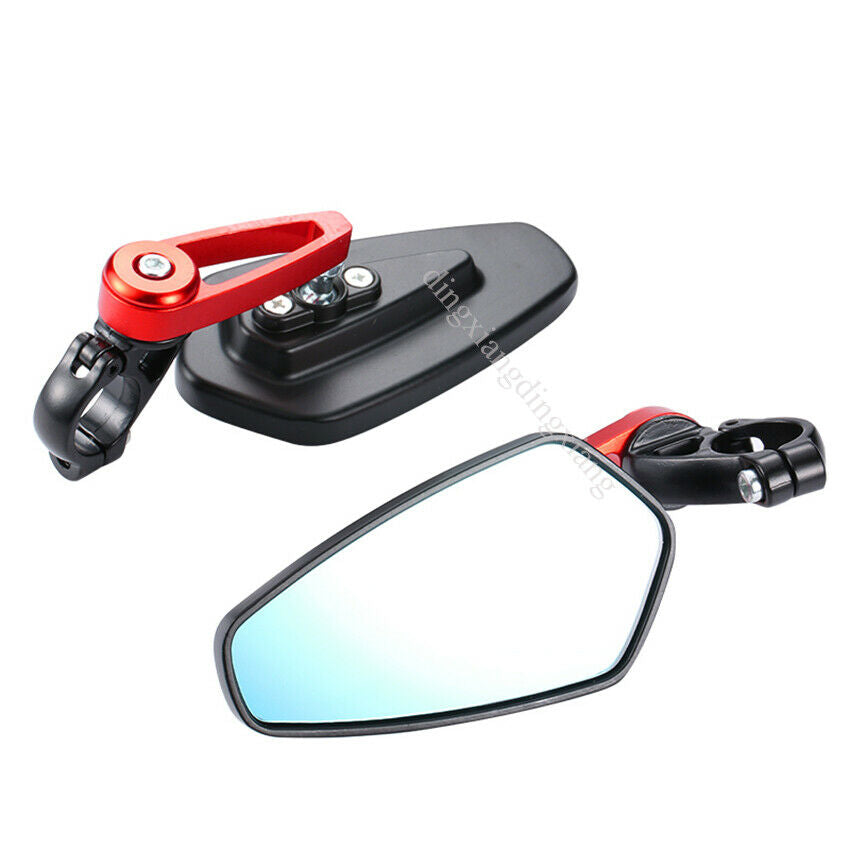 2pc Motorcycle handlebar mirror Reversing rearview Blue glass anti-glare