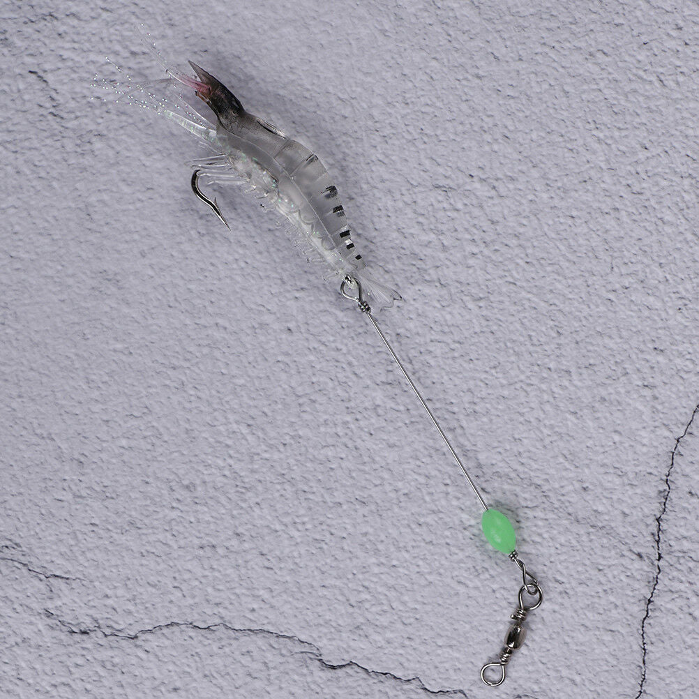 2pcs 9cm/6g Shrimp Soft Lure Fishing Artificial Bait With Glow Hook Swivels!eJBD