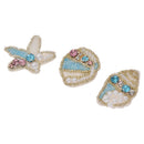3Pcs Rhinestone Starfish Conch Shell Beaded Patches Sew on Clothes Bag Applique