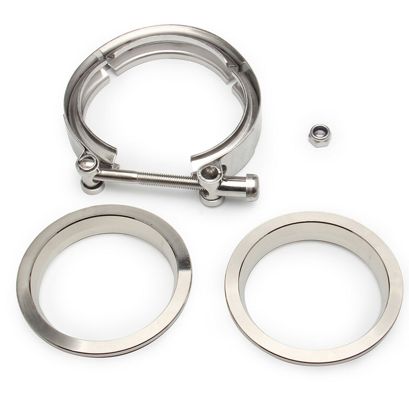Universal 3 Inch 304 Stainless Steel V Band Flat Flange Clamp Kit Assembly