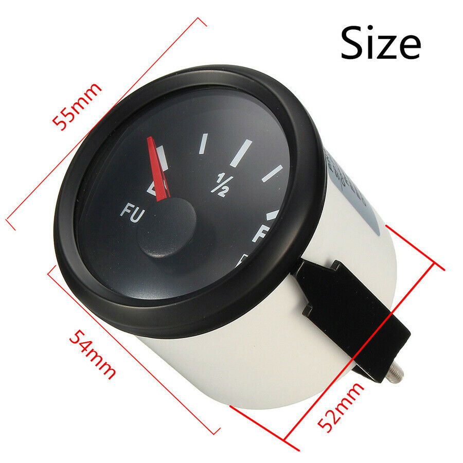 2" Black Fuel Level Gauge Meter 0-190 Ohms For Car Truck Boat ATV UTV Universal