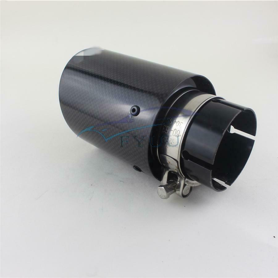 Glossy Carbon Fiber Look Car Exhaust Muffler Tip Inlet 63mm Outlet89mm Universal