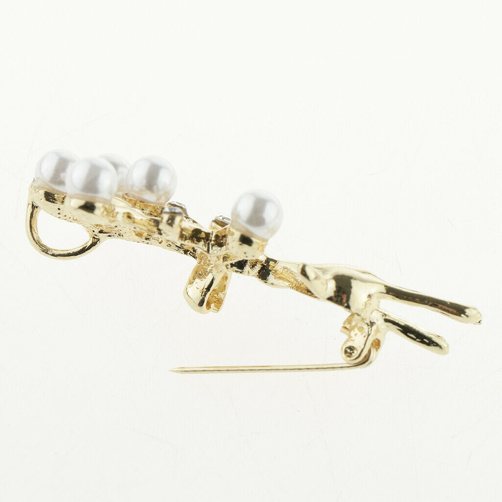 Charm Artificial Pearls Crystal Rhinestone Brooch Pin Jewelry Gift Deer