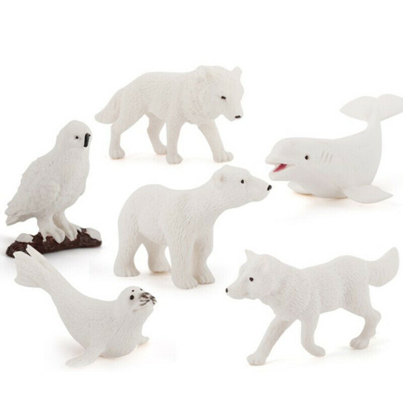 6PCS Mini Arctic Animals Penguins Polar Bear Action Figur.l8