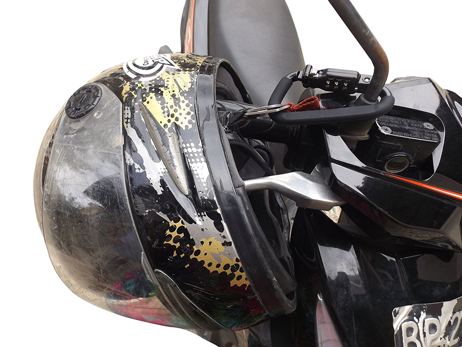 Motorcycle Helmet Lock & Cable Black Tough Combination PIN Locking Carabiner