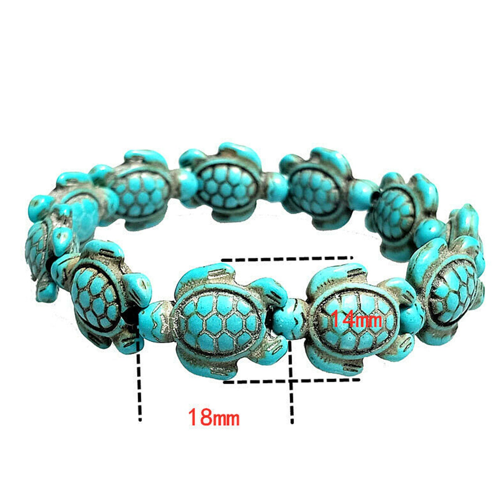 New Turquoise Sea Turtle Beaded Stretch Bracelet