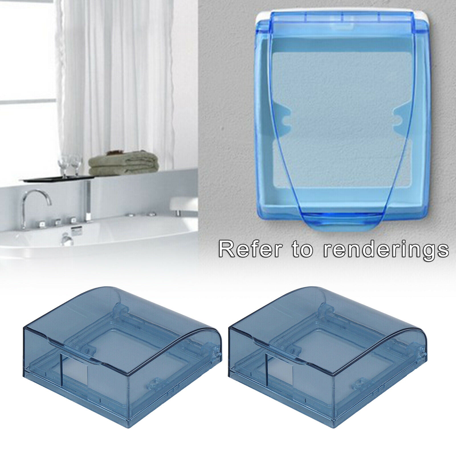 2x Waterproof Switch Cover Box Case Power Socket Protector  Proof Blue