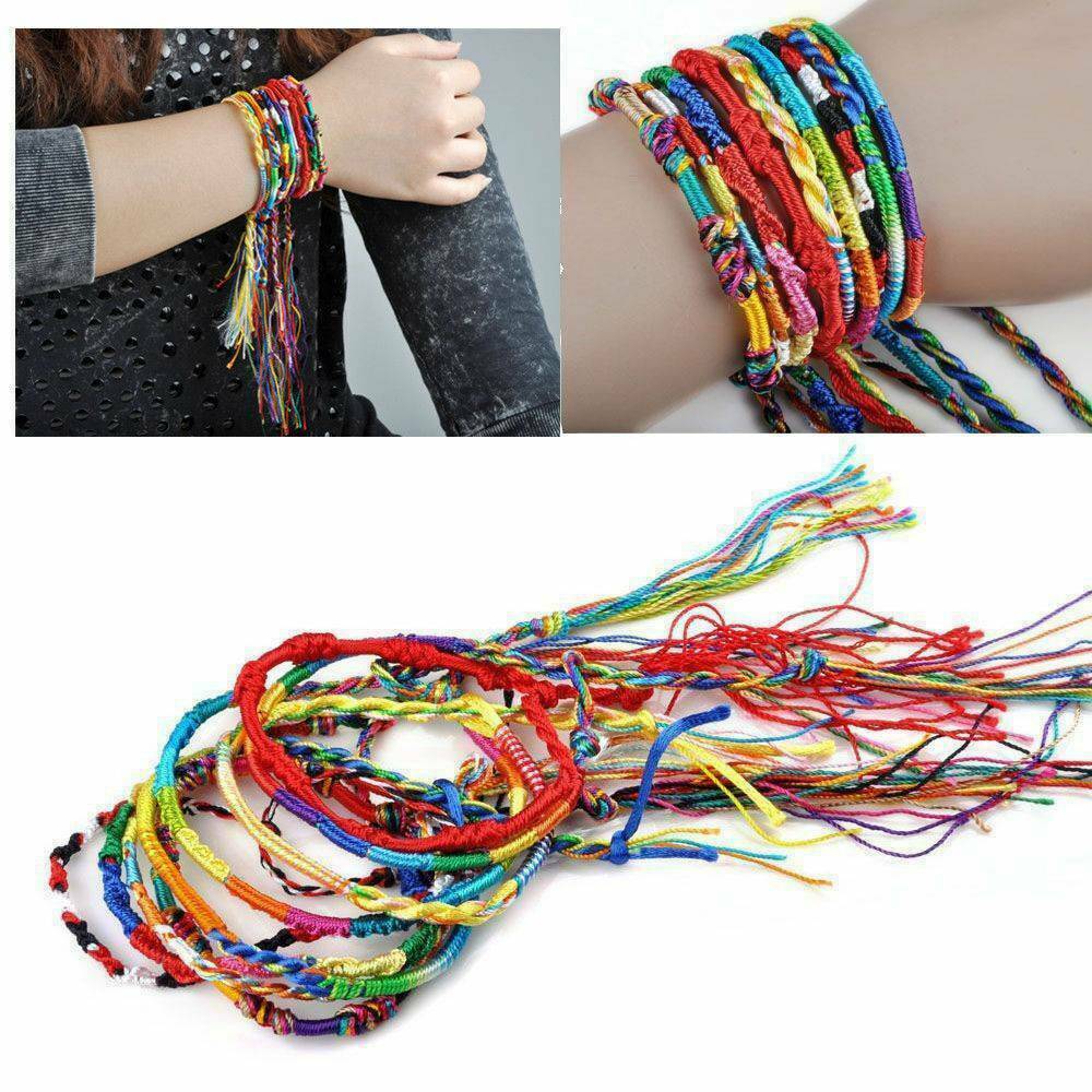 10X Lucky FRIENDSHIP BRACELETS Woven Braided Hippie Boho Surf Bracelet Anklet