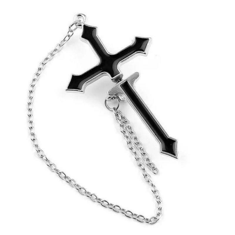 1Pc Punk Hip Hop Jewelry Spike Cross Ear Cuff Wrap Long Chain Piercing Earring
