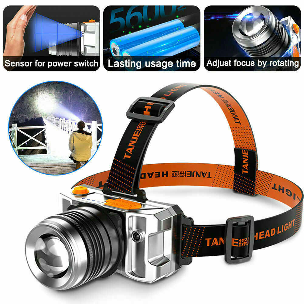 Waterproof Headlight Head Torch LED USB Rechargeable Headlight Fishing Camping