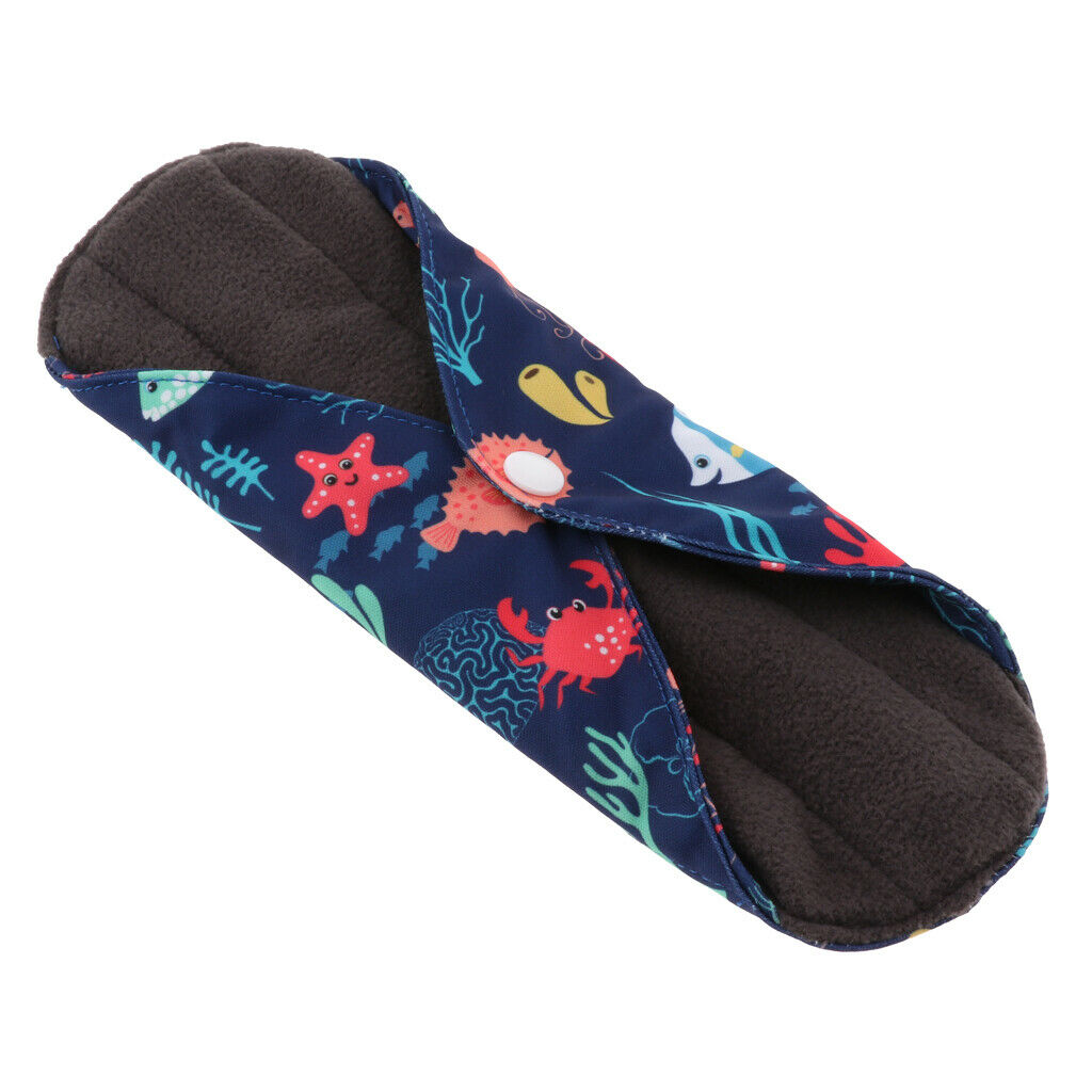 2 Pack Reusable Cloth Menstrual Pads Bamboo Charcoal Sanitary Napkins Women