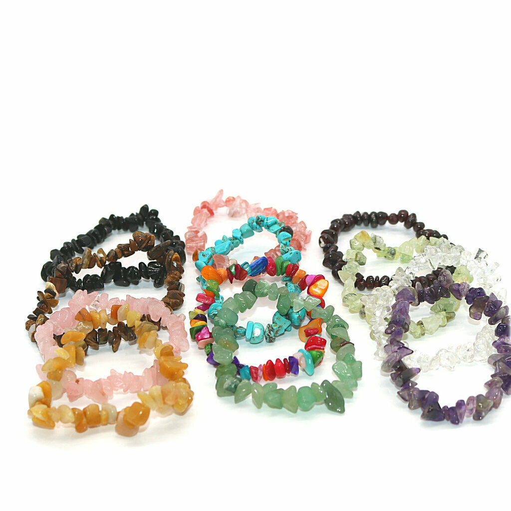 Natural Crystal Stone Gravel Bracelet Beaded Lovers Bracelet Pink