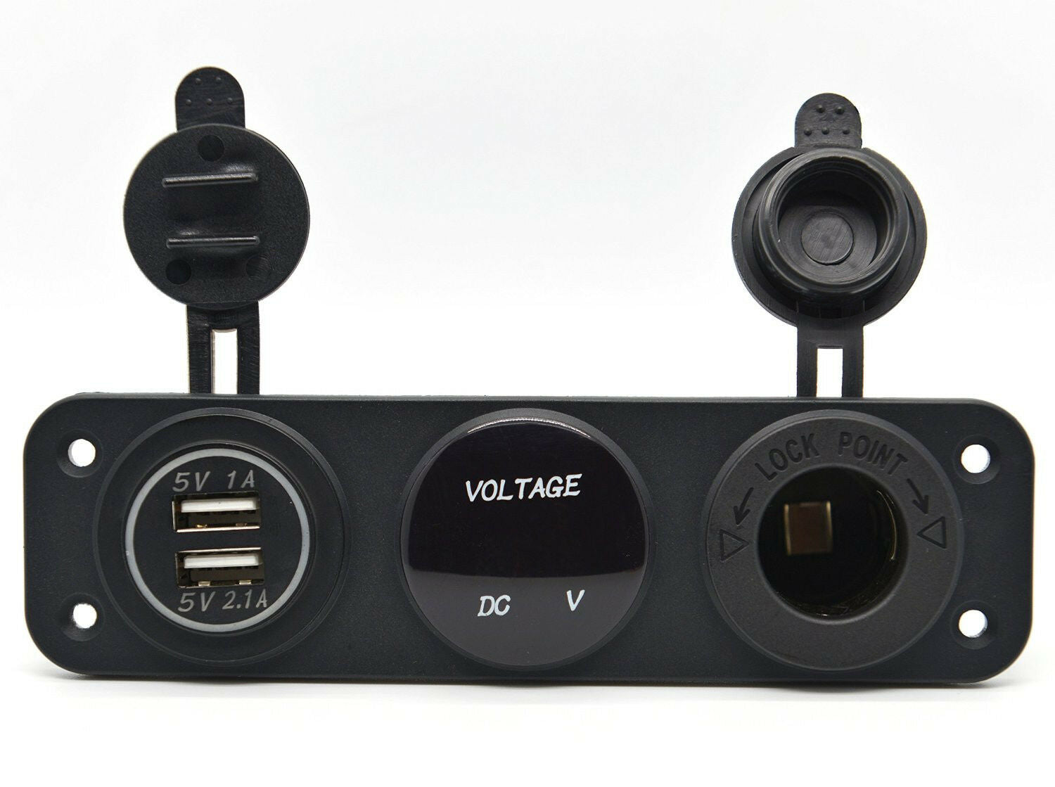 Car Truck Boat Multi Function Panel Dual USB Charger Voltmeter 12V Power Socket