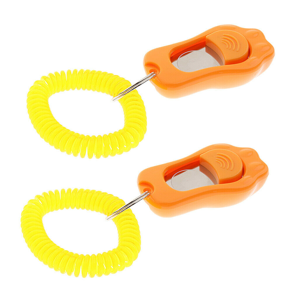 2Pcs Big Button Dog Cat Training Clicker, Clickers with Wrist Bands Orange