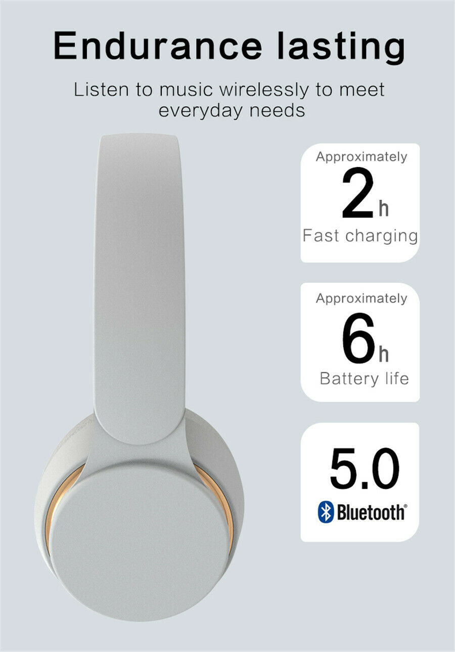 Wireless Bluetooth 5.0 Headset Foldable Stereo Headphones For Phone PC TV Laptop