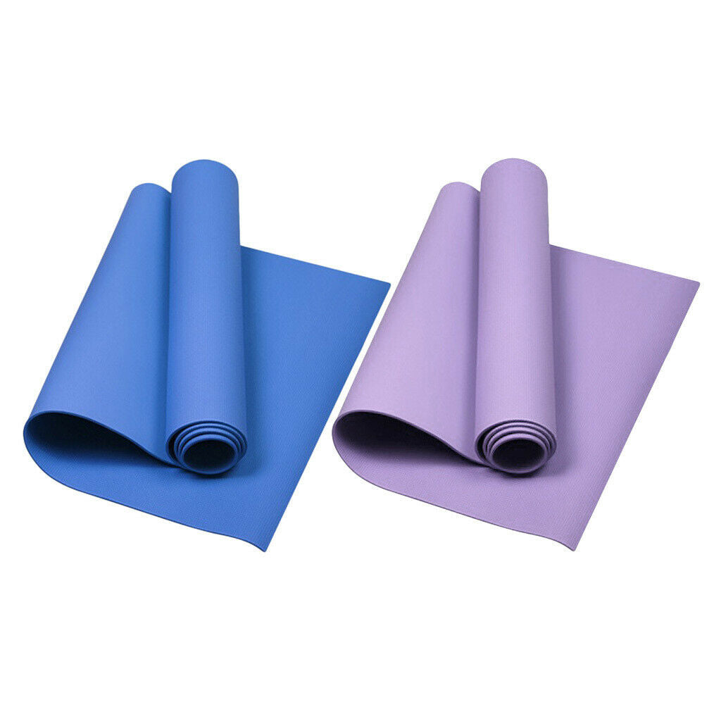 2Pcs Yoga Mat Gym Cushion Pad for Pilates Stretching Camping Purple+Blue