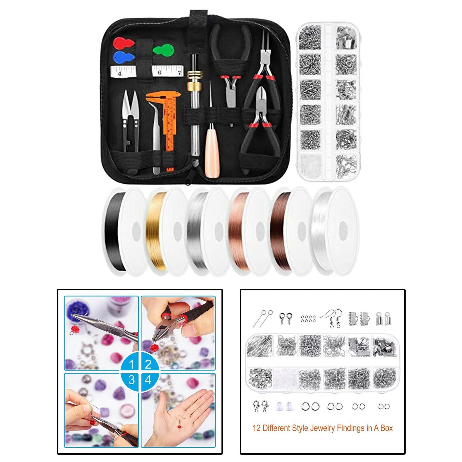 Jewelry Making Tools Kit with Pliers Jewelry Crafting Lot with Storage Case
