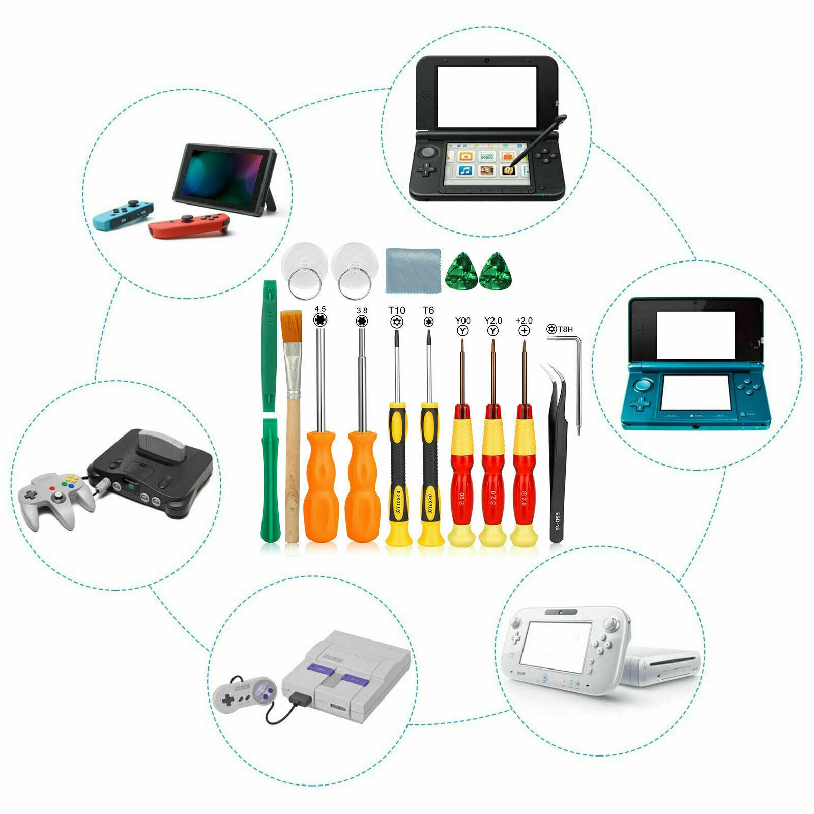 17in1 Repair Full Screwdriver Tool Kit For Nintendo Switch GBA NES SNES Wii NDS