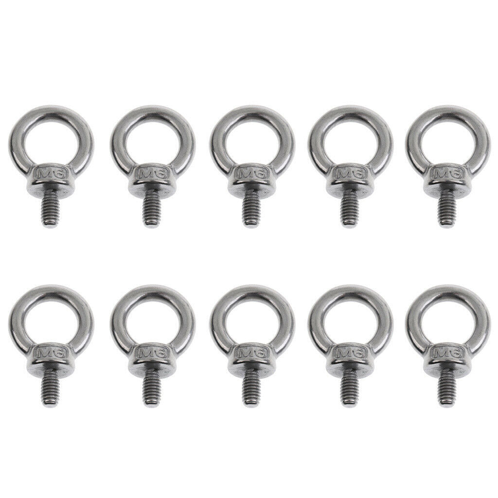 10 Pack 304 Stainless Steel Lifting Eye Bolt Female Shoulder Ring Screw M6