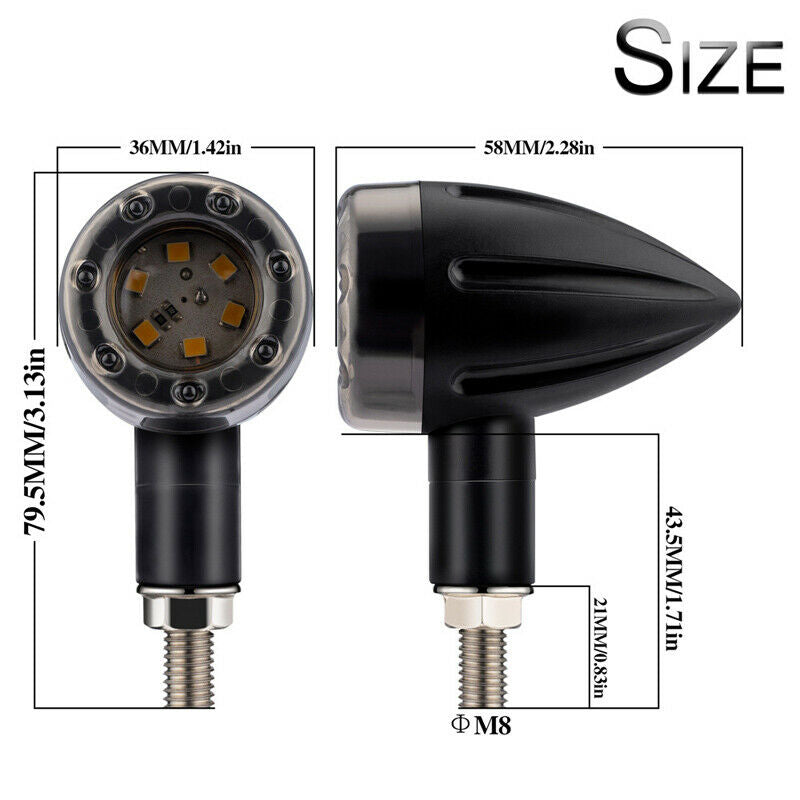 Motorcycle Scooter Bikes Bar End LED Turn Signal Light Corner Indicator Lamp Kit
