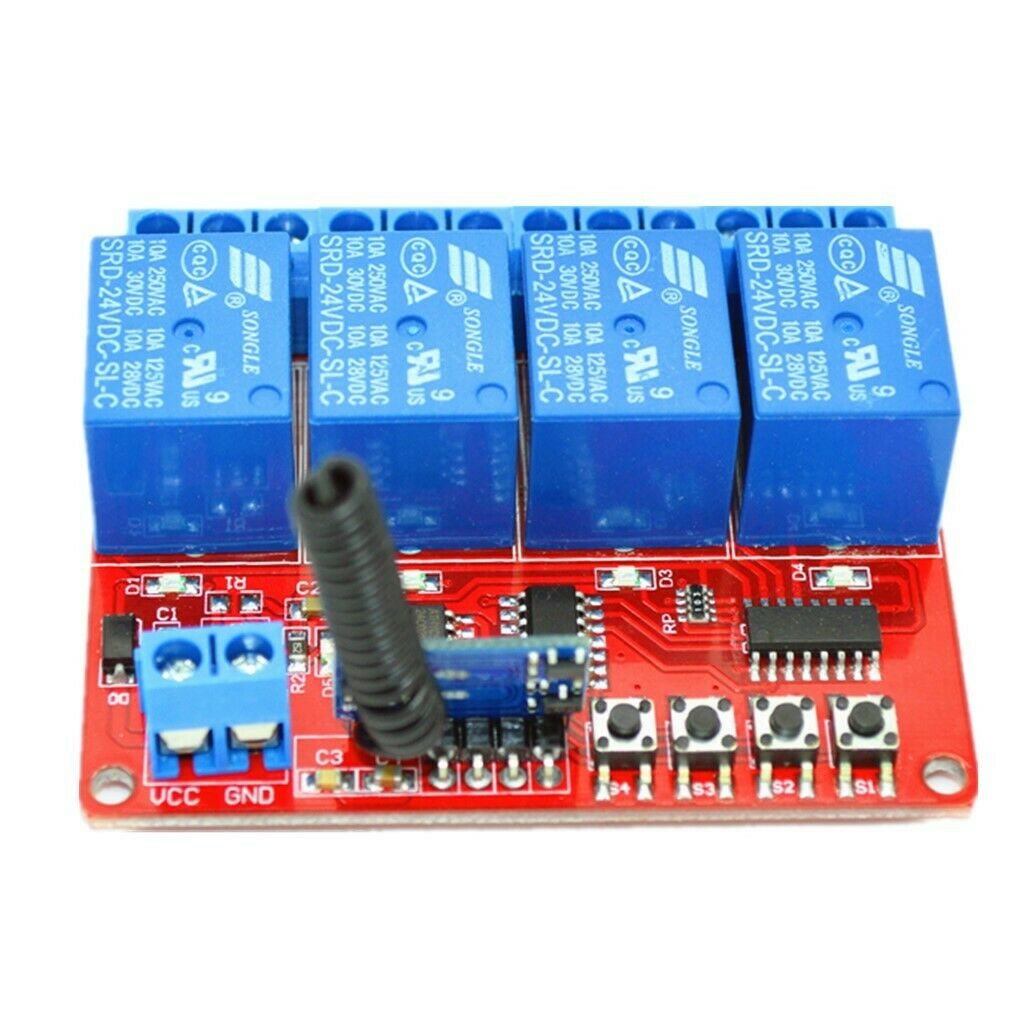 24V 4-Channel 433M 4-Button   Remote Control Switch + Receiver Module