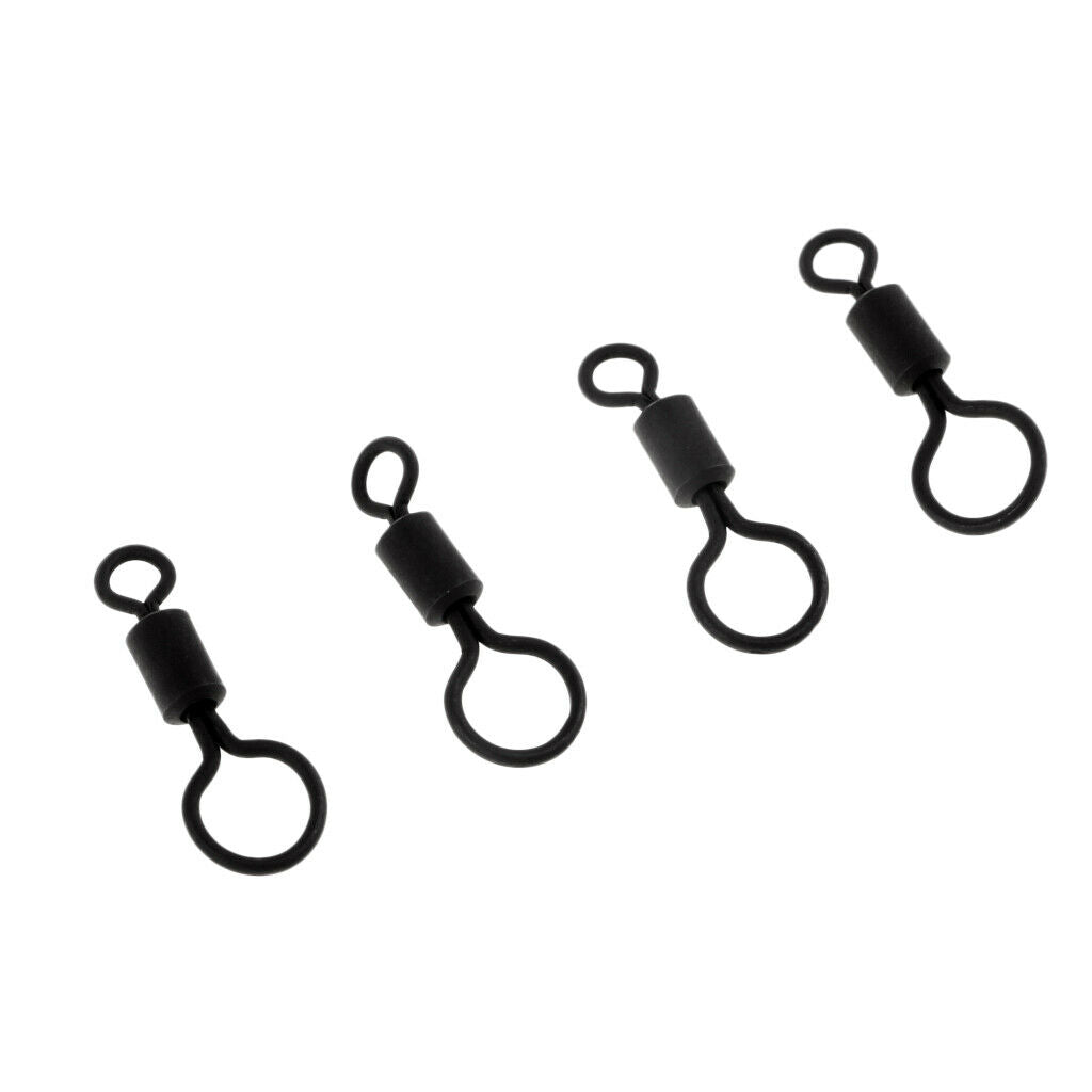 25pcs Matte Black Size 4 Anti Glare Carp Fishing Big Eye Long Body Swivels