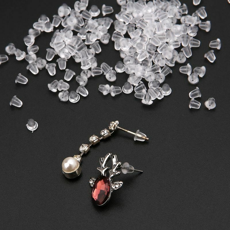 200Pcs Silicone Earring BackClear Ear Safety Back Pad Backstop Soft Replacement
