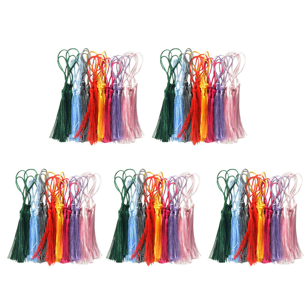 150X Bookmark Tassels Assortment with Cord Loops DIY Soft Tassels Pendant
