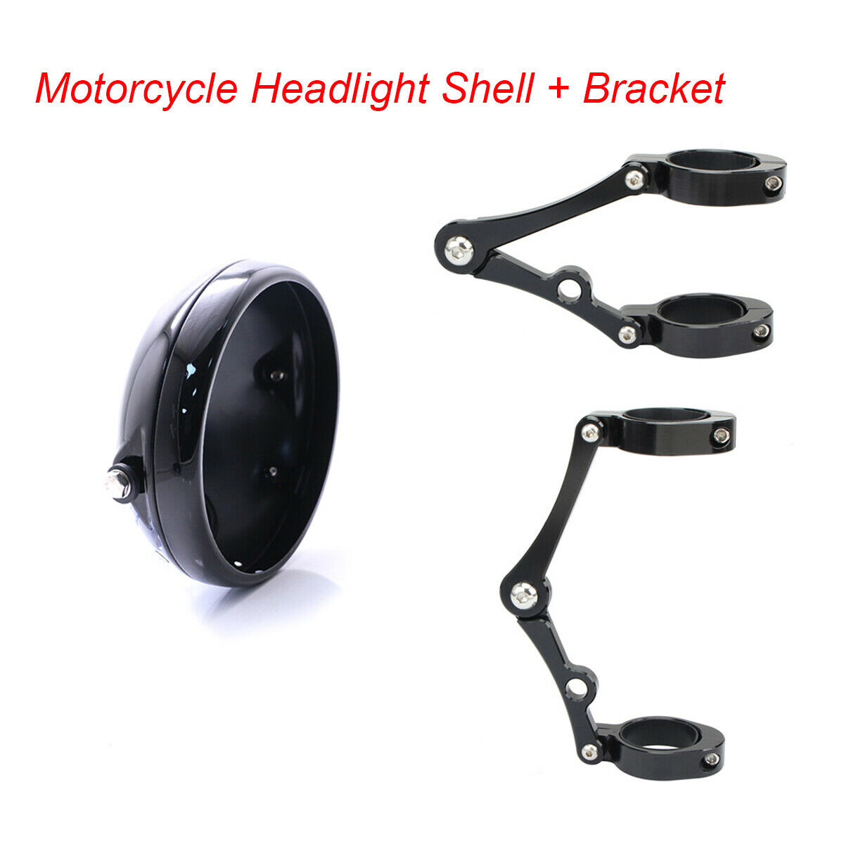 7-inch Black CNC Motorcycle Headlight Housing + 48MM Adjustable Front Fork Clamp