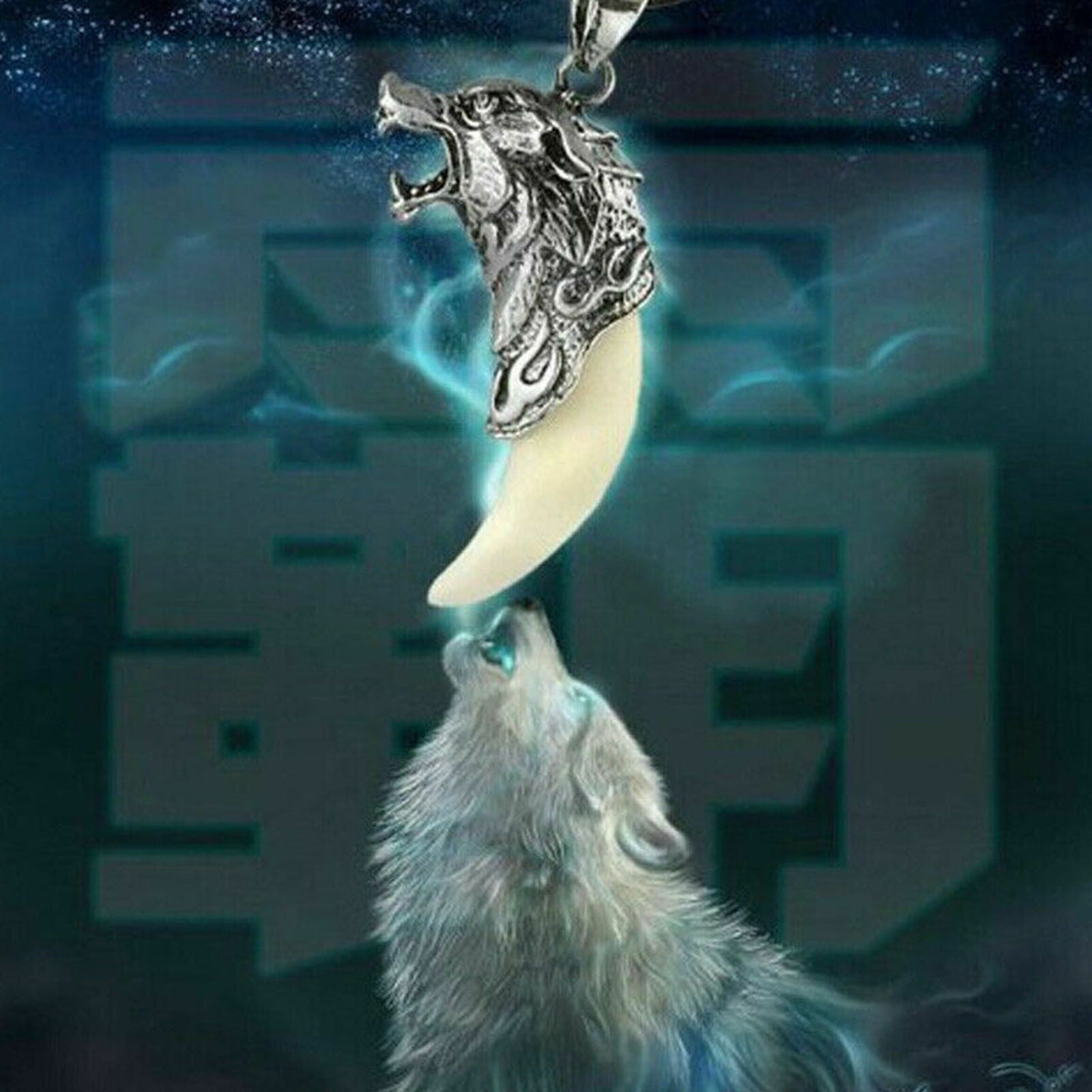 Gothic Necklace Tooth Wolf Dragon Head Animal Pendant Men Jewelry