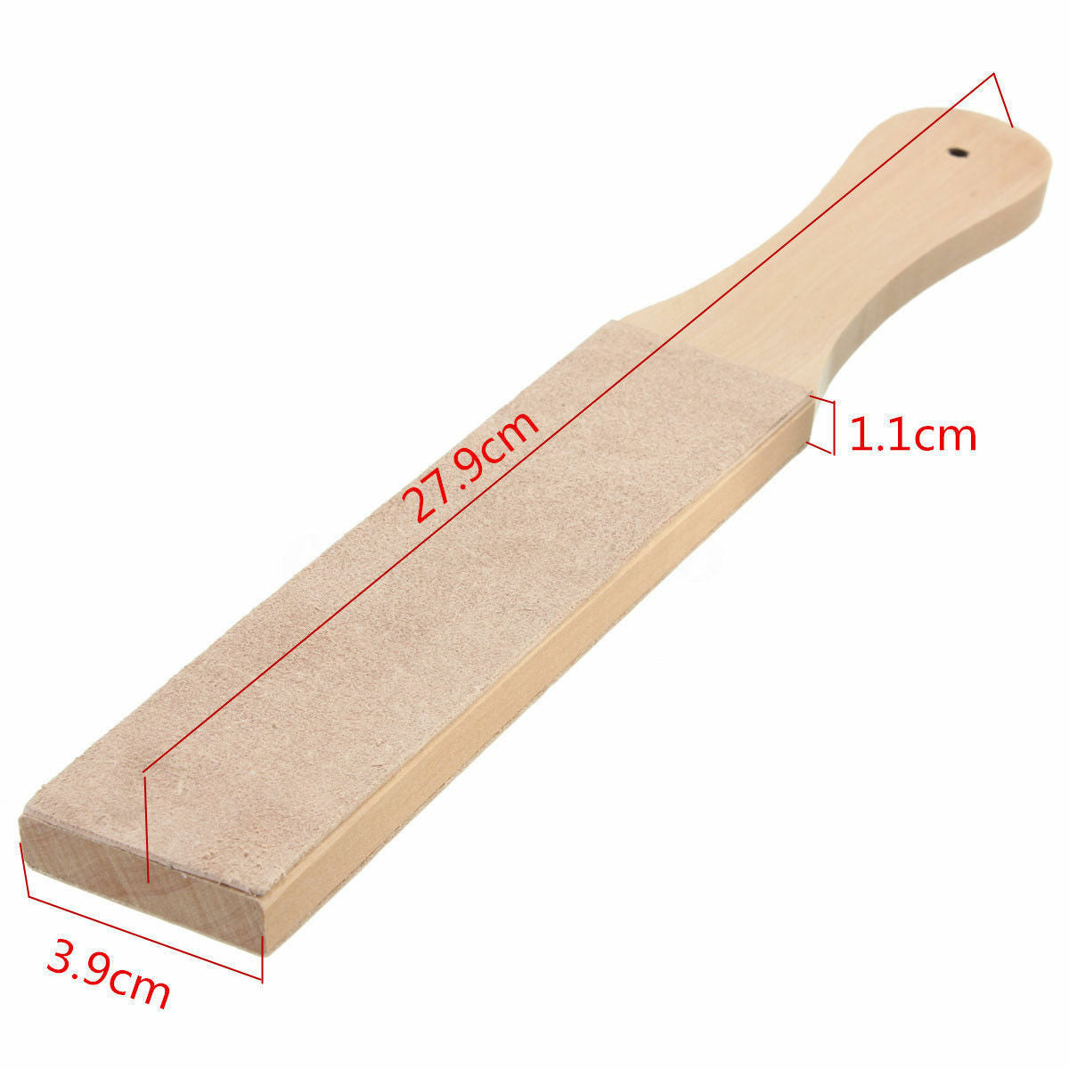 Wood Handle Leather Sharpening Strop For Razors 2 Sided Knives Polish Compound