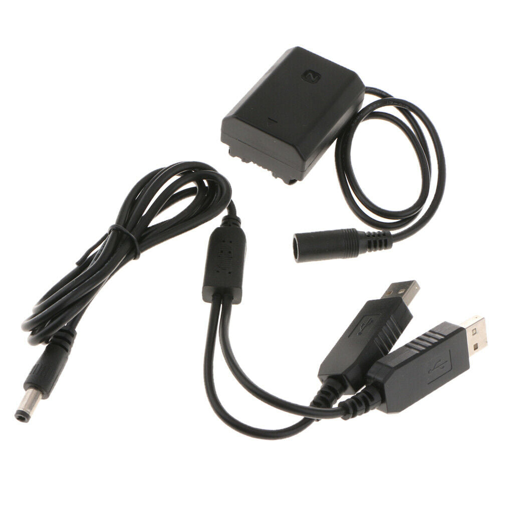 NP-FZ100 Dummy Battery DC Coupler + Dual USB Cable for Sony ILCE-9 A7RIII A7RM3