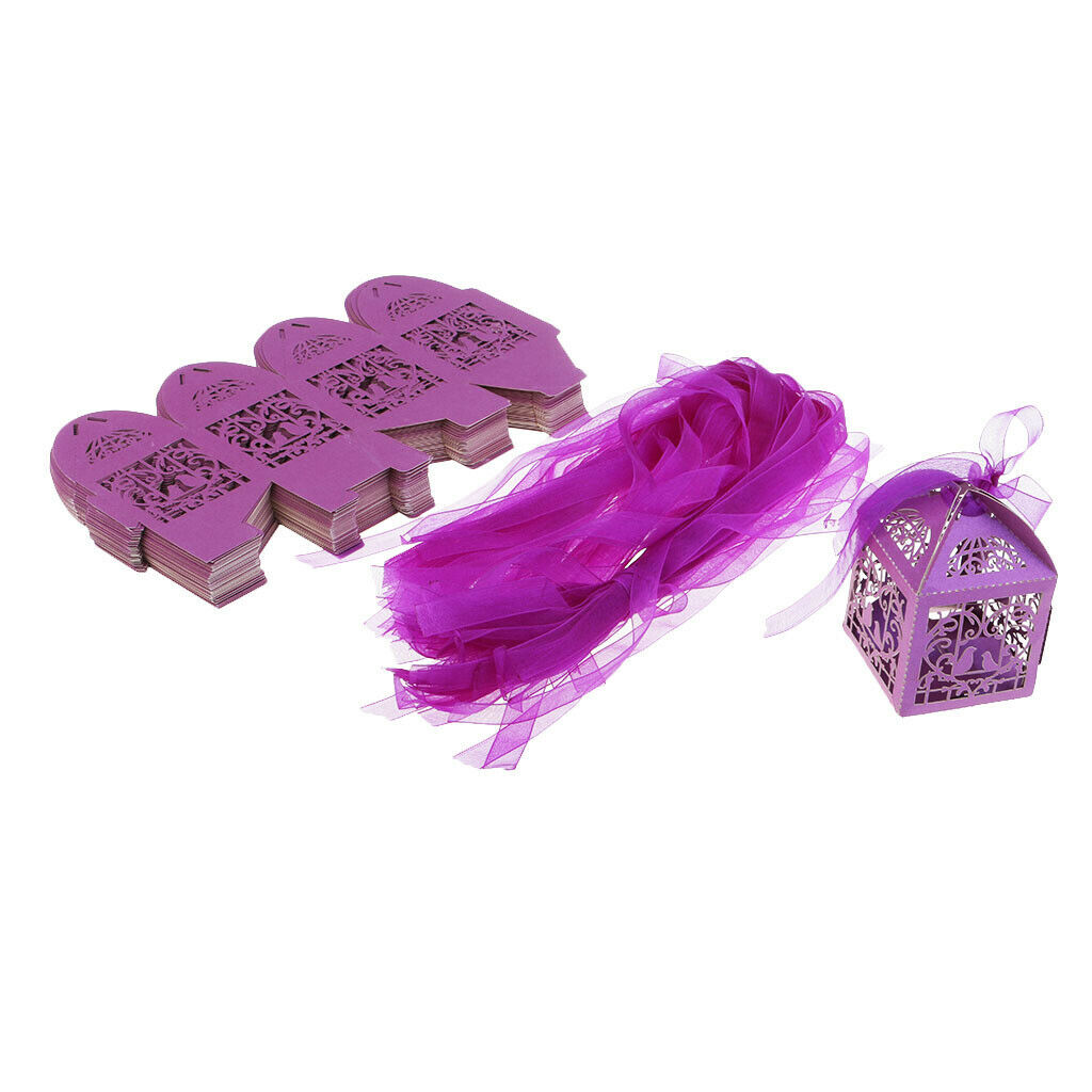 Hollow Bird Love Heart Candy Boxes Sweets Wedding Gifts Boxes with Ribbon B