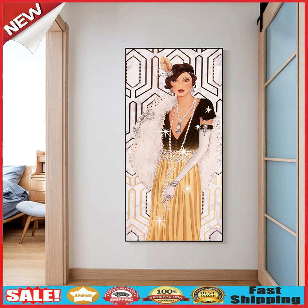 5D DIY Diamond Painting Kit Lady Women Full Round Drill Picture Handicrafts @