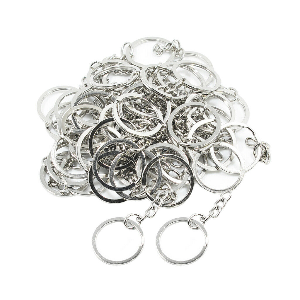 50Pcs Split Key Rings with Chain Bulk for DIY Accessories Arts Crafts 25mm/1"