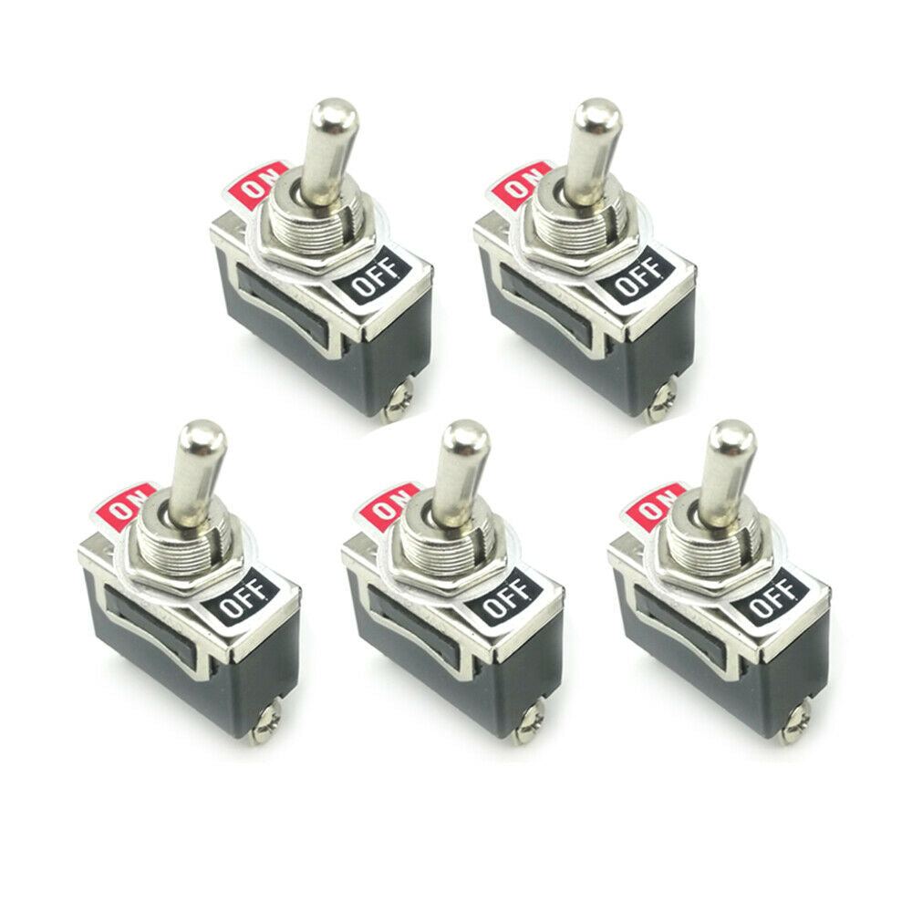5PCS Heavy Duty Toggle Flick Car Dash Light Metal SPST Switch 10A 125V 6A 250V