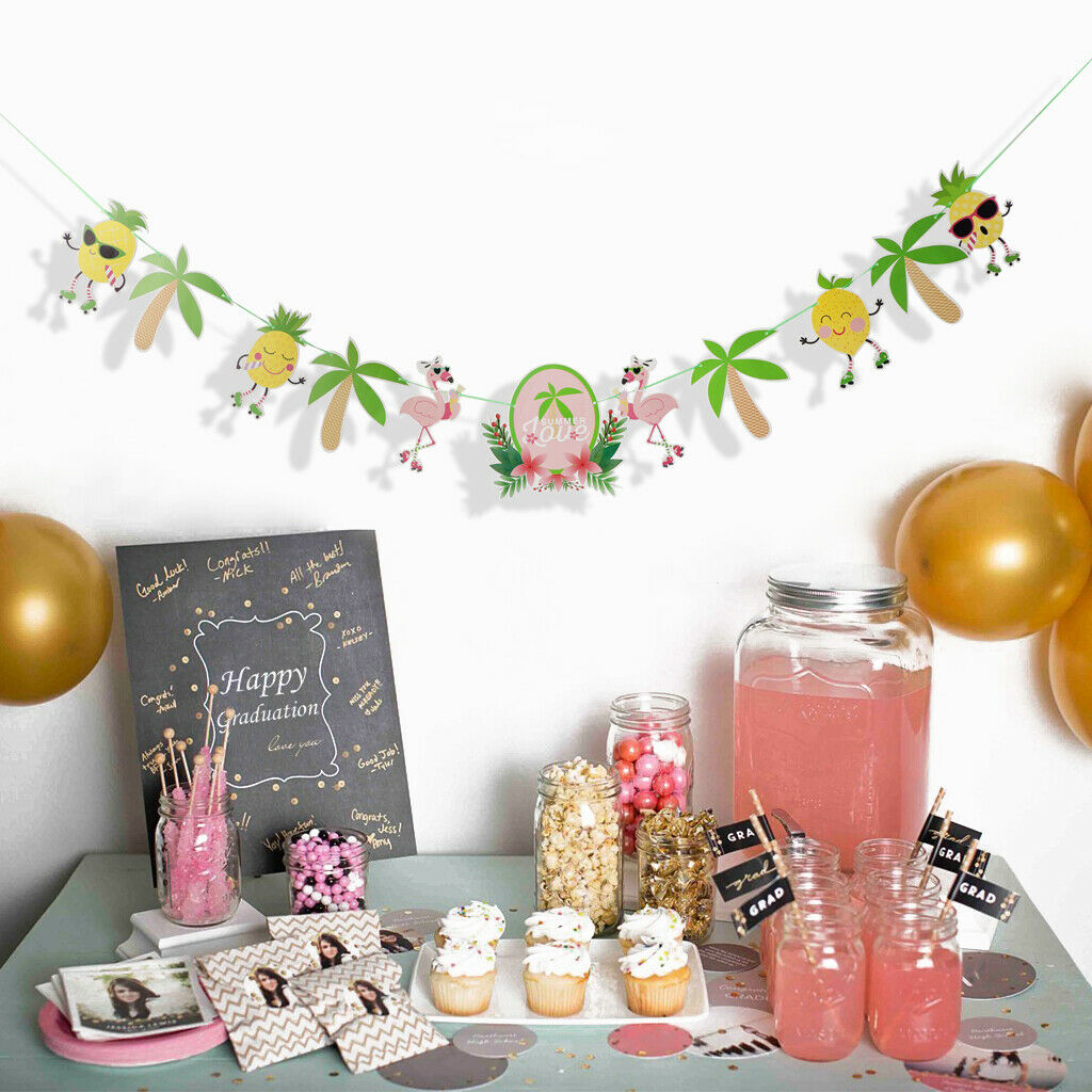 Pineapple Coconut Trees Paper Bunting Banner Garlands for Kids Baby Shower