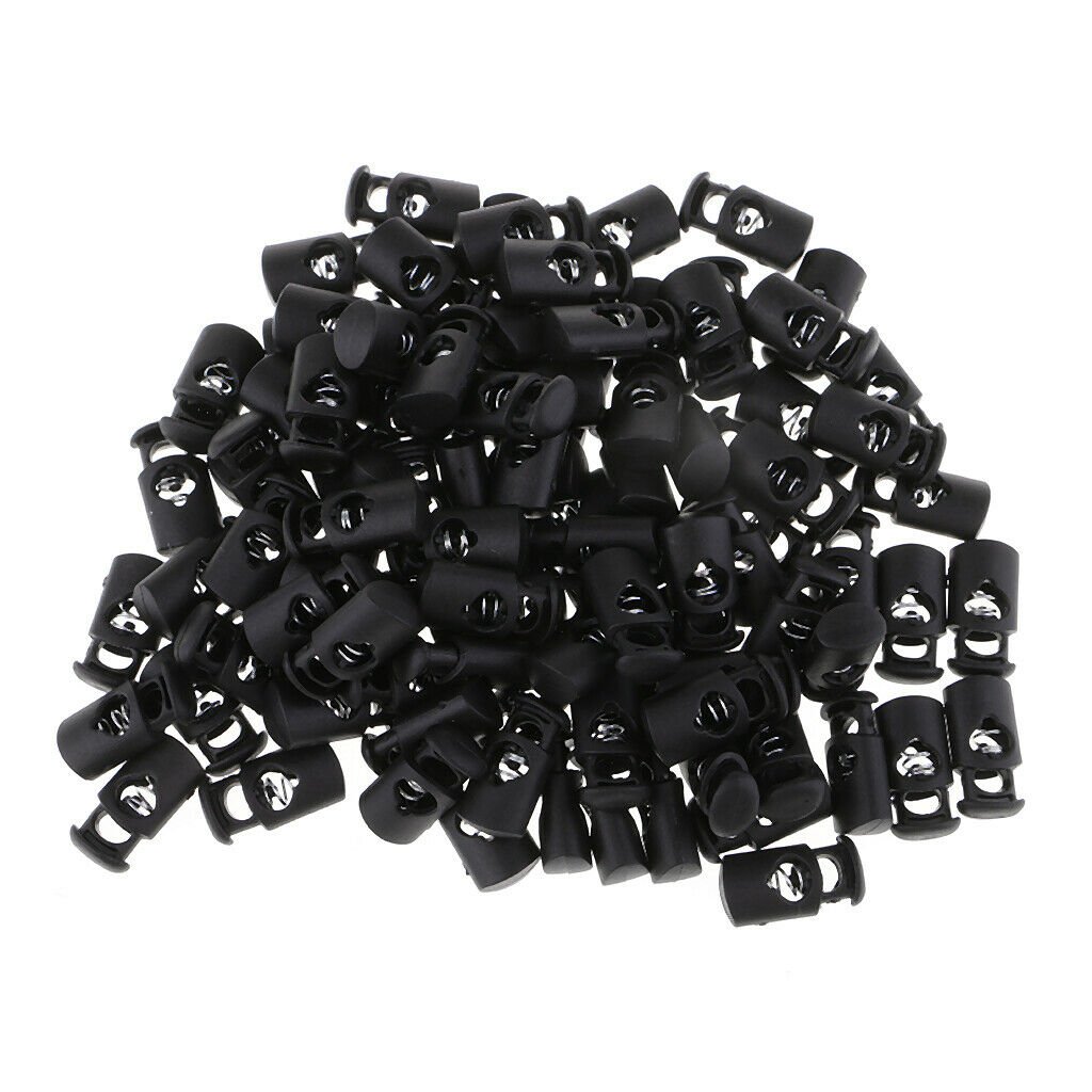 100x Plastic Drawstring Cord Locks Luggage String Sliding Toggle Stopper