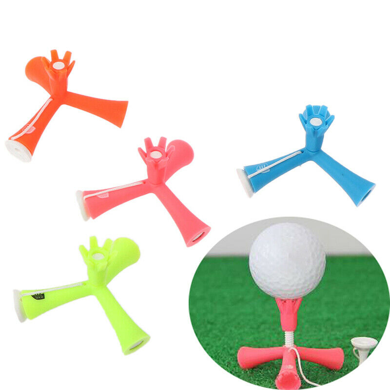 Golf Tee Ball Holder Anti-flying Rotatable Tripod Aids Adjustable Height .l8
